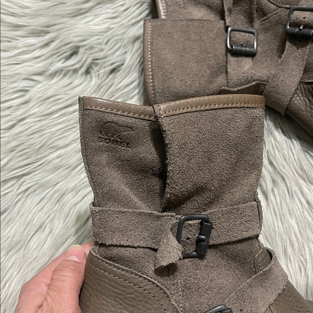 Sorel Taupe Leather Combat Boots - Picture 4 of 4